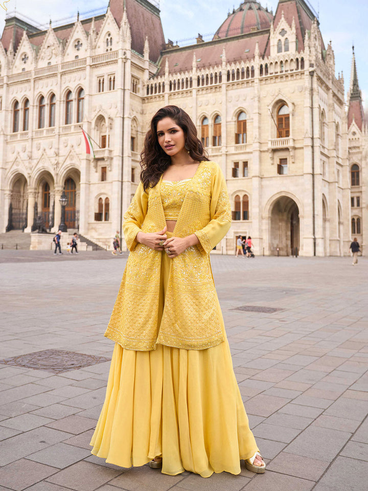 Embroidered Georgette Suit With Pant &amp; Dupatta
