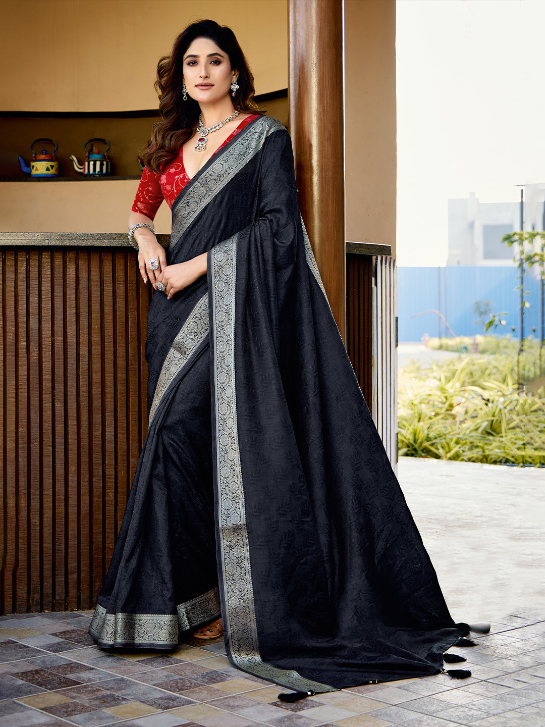 Zari Border Art Silk Saree