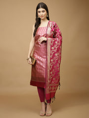 Woven Chanderi Unstitched Suit Piece With Dupatta