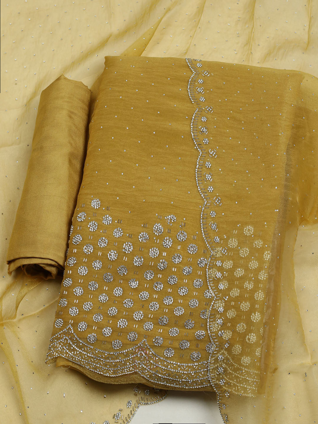 Embroidered Tissue Unstitched Suit With Dupatta