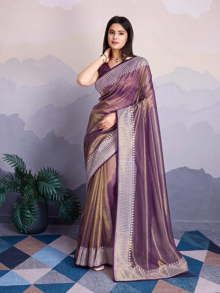 Embroidered Net Saree