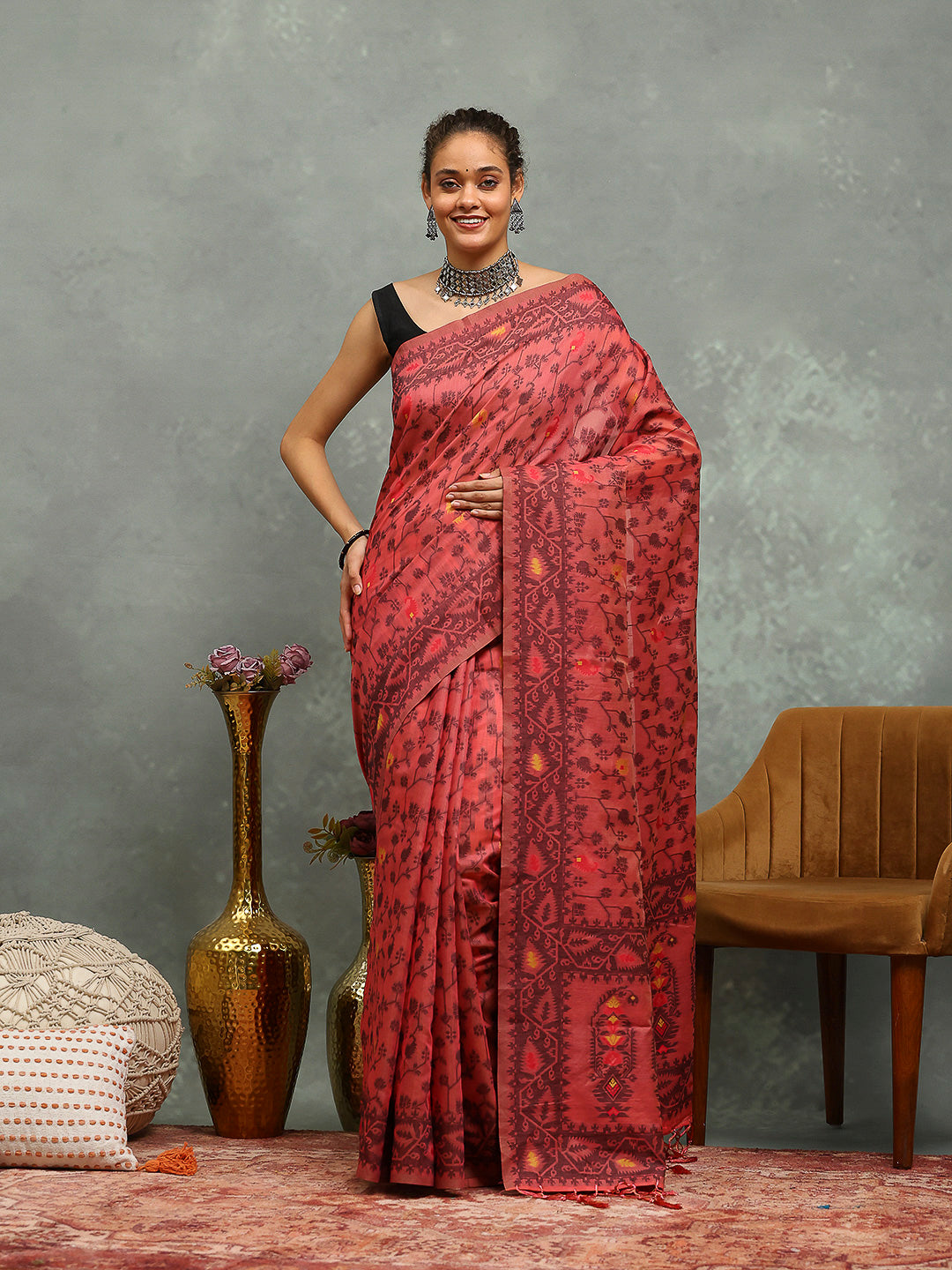 Resham Booti Woven Cotton Blend Saree