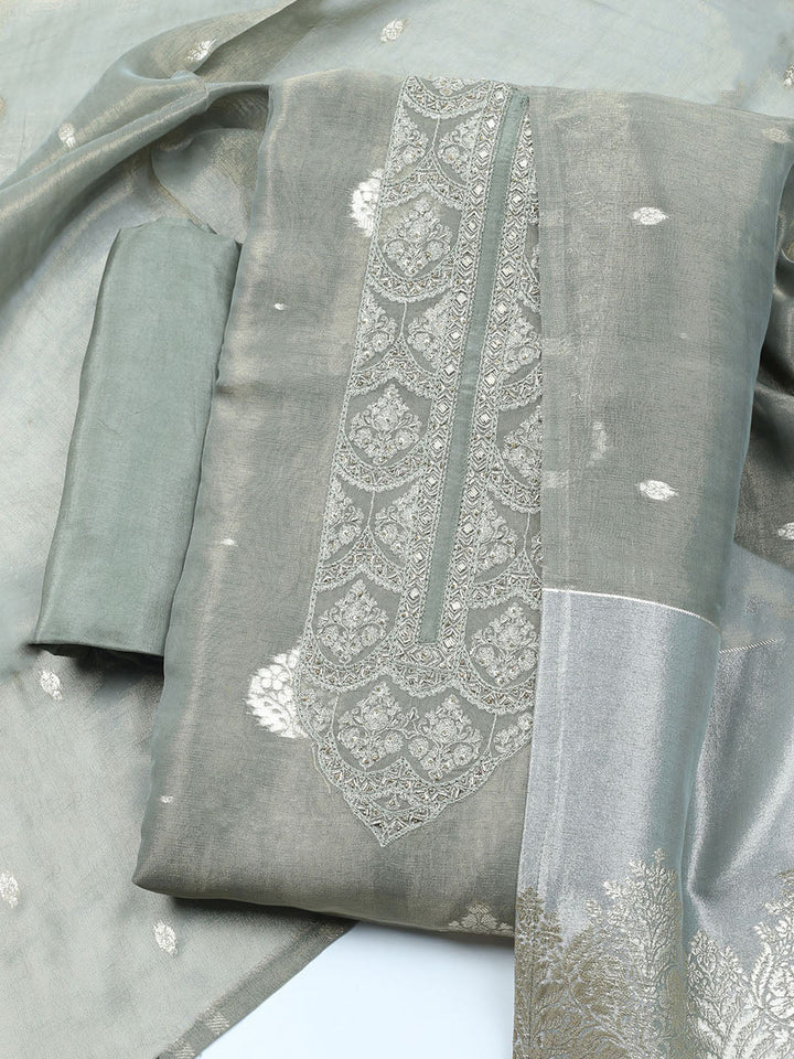 Embroidered Tissue Unstitched Suit With Dupatta