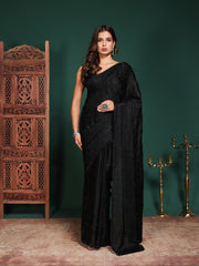 Embroidered Satin Saree