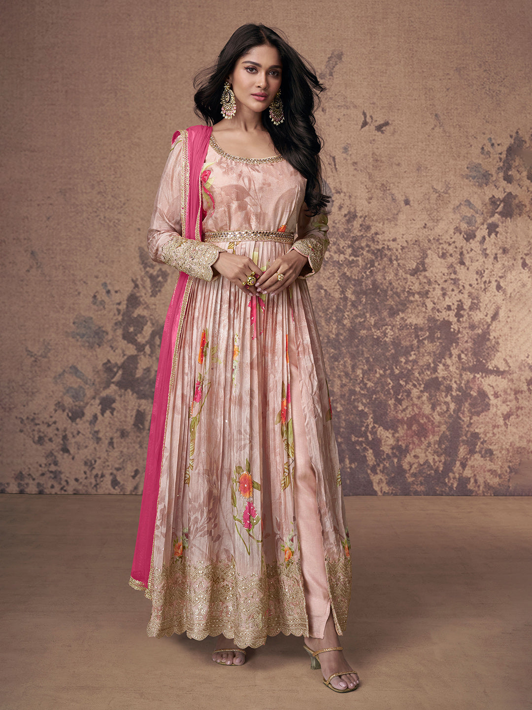 Embroidered Georgette Kurta With Pant &amp; Dupatta