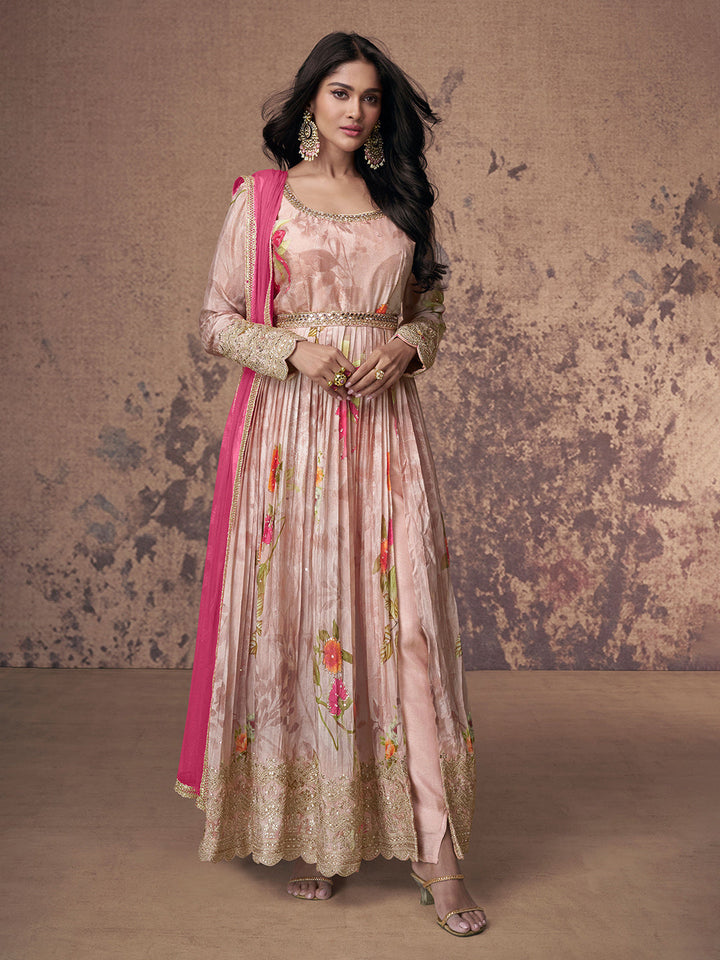 Embroidered Georgette Kurta With Pant &amp; Dupatta