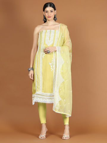 Neck Embroidered Muslin Unstitched Suit Piece With Dupatta