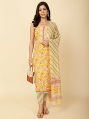 Printed Cotton Unstitched Suit Piece With Dupatta