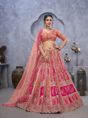 Resham Embroidery Tissue Choli With Lehenga & Dupatta