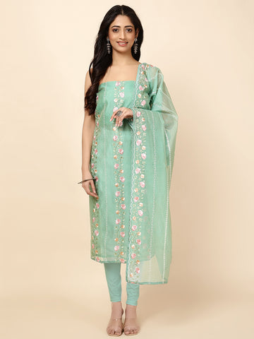 All Over Embroidered Cotton Blend Unstitched Suit With Dupatta