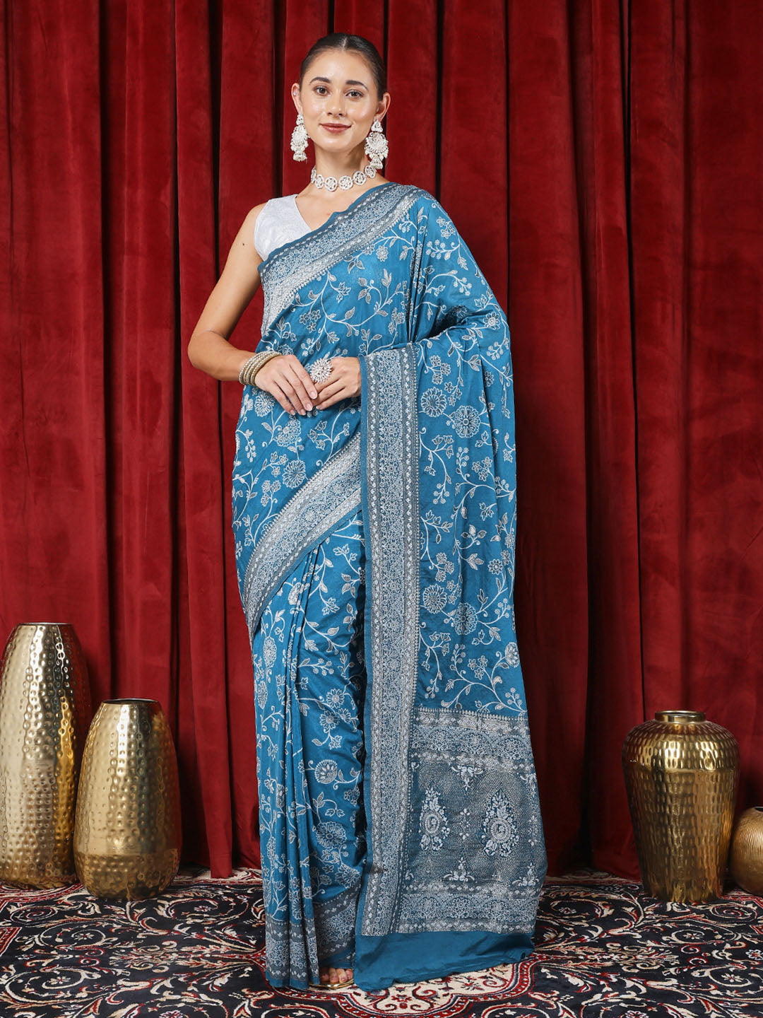 Zari Jaal Crepe Saree