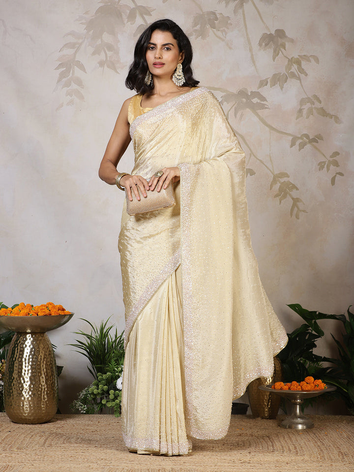 Sequence Embroidery Tissue Saree