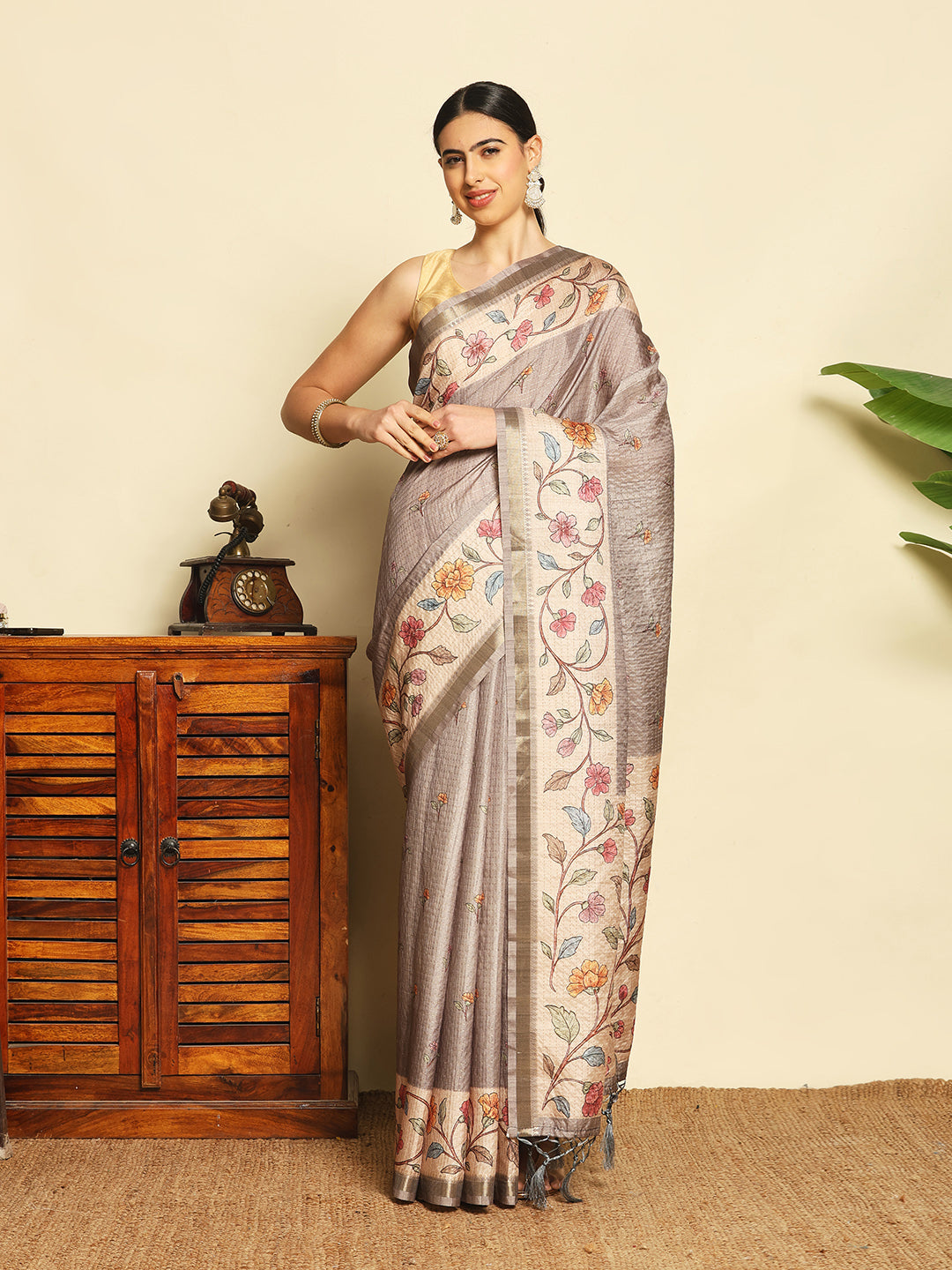 Printed Tussar Saree