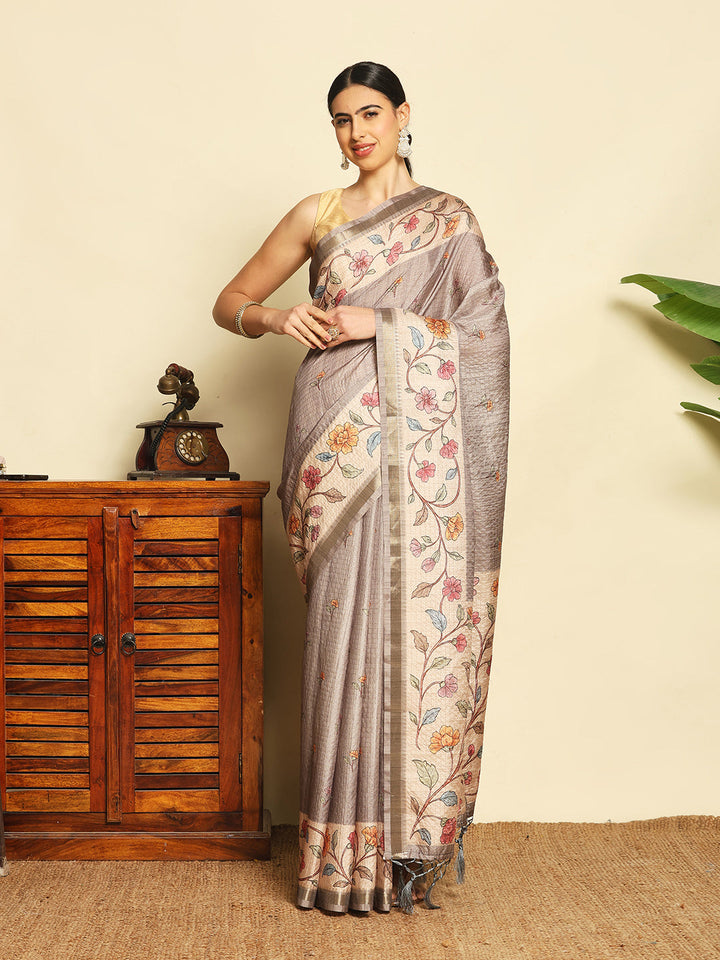 Printed Tussar Saree