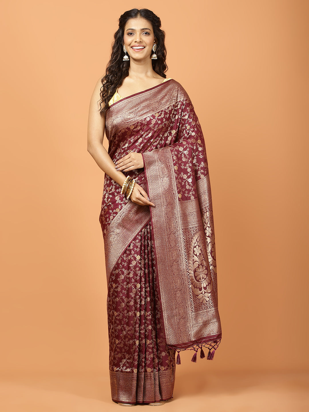 Zari Jaal Woven Art Silk Saree