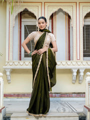Embroidered Satin Saree