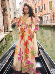 Embroidered Chinon Kurta With Pant & Dupatta