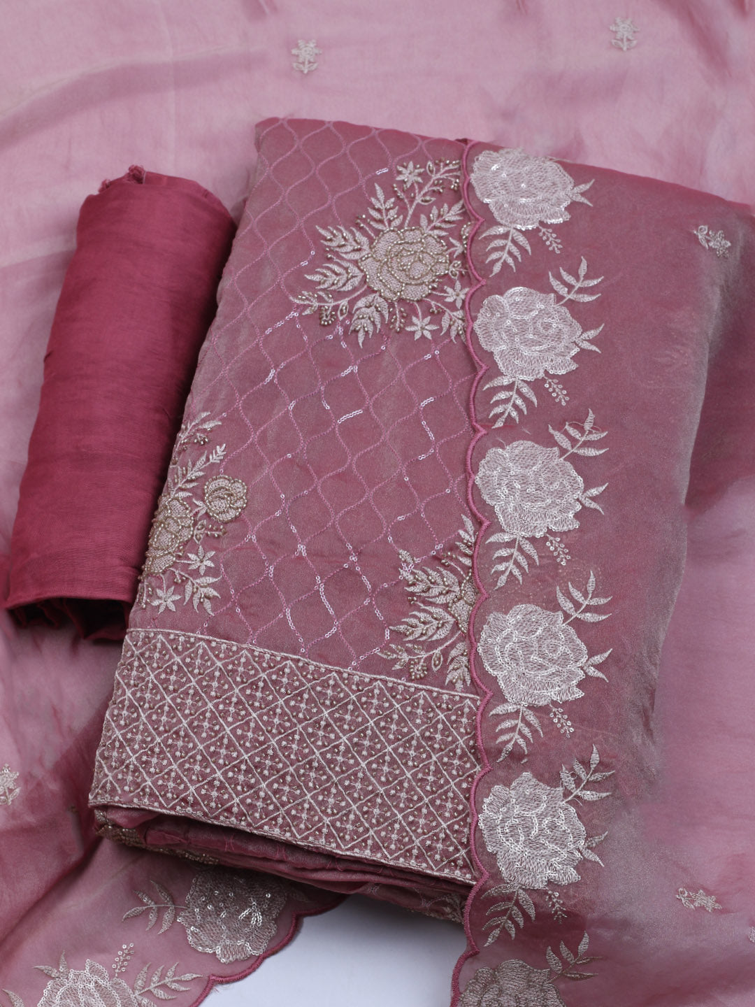 Embroidered Tissue Unstitched Suit With Dupatta