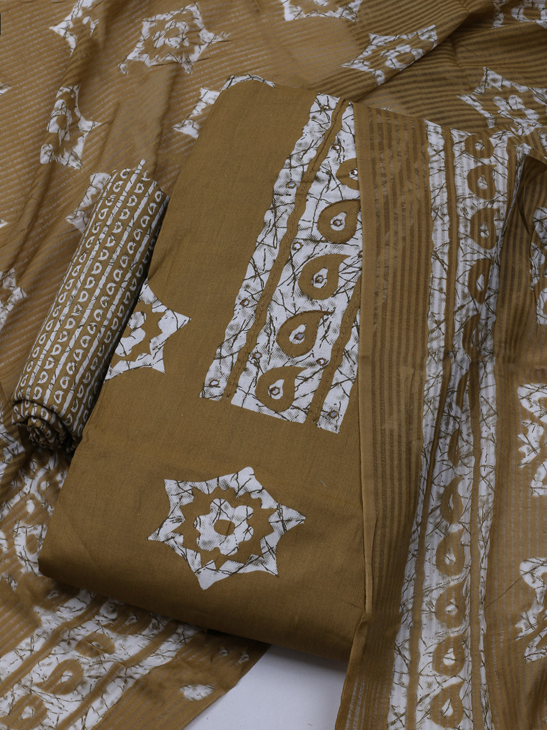 Printed Cotton Blend Unstitched Suit With Dupatta