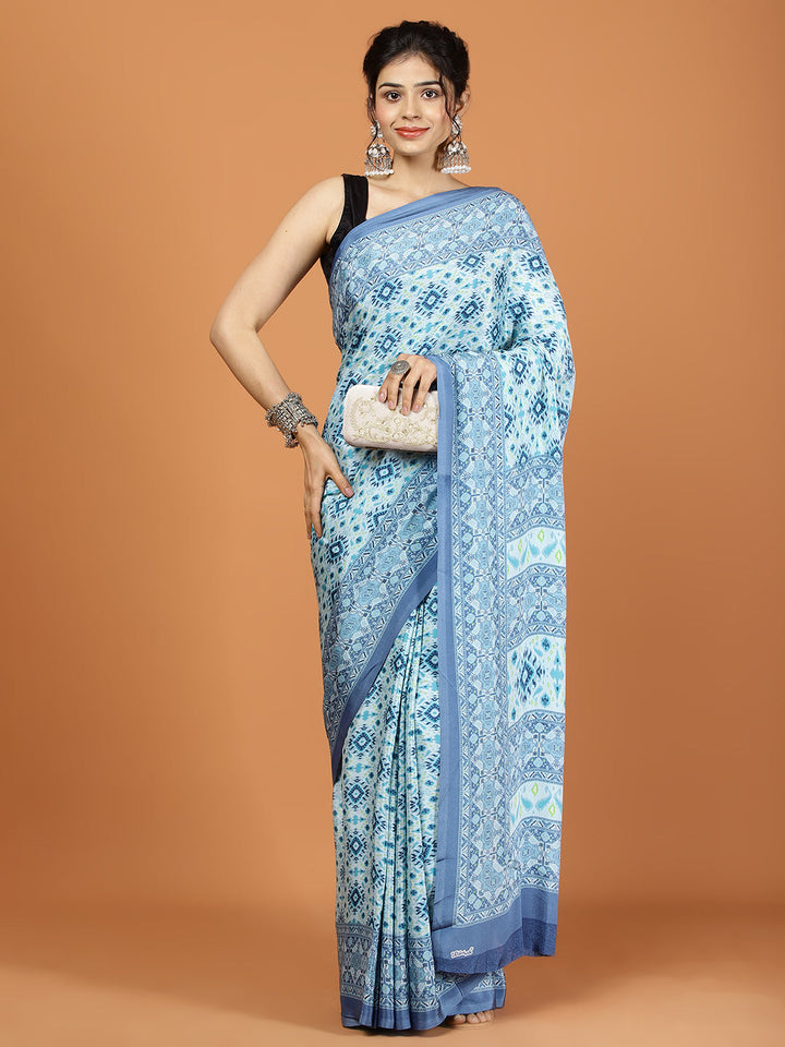 Digital Printed Crepe Woven Saree
