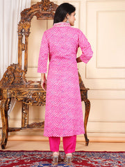 Neck Embroidery Cotton Blend Kurta With Pants & Dupatta