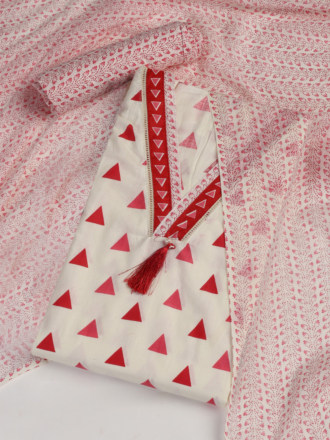 Printed Cotton Blend Unstitched Suit With Dupatta