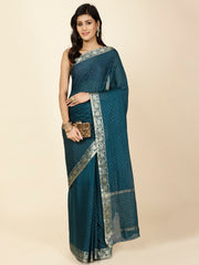 Resham Sequin Embroidery Crepe Saree