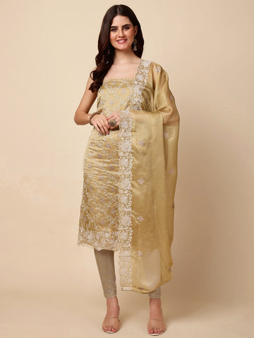 Embroidered Georgette Unstitched Suit With Dupatta