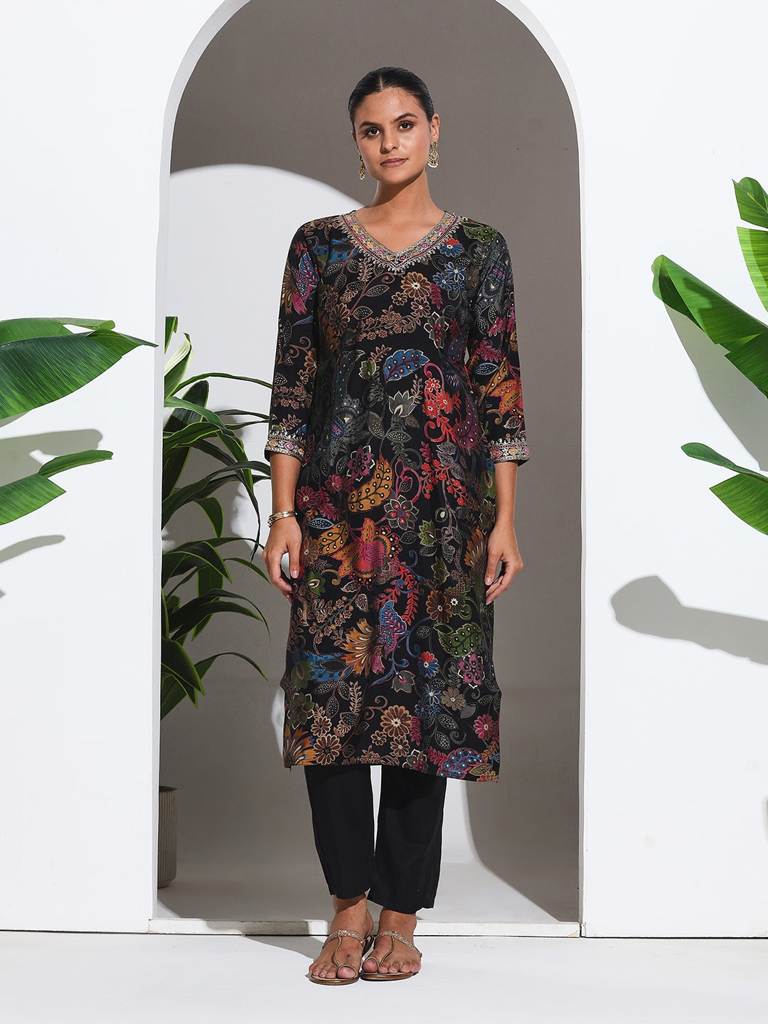 Printed Cotton Blend Kurta With Pant