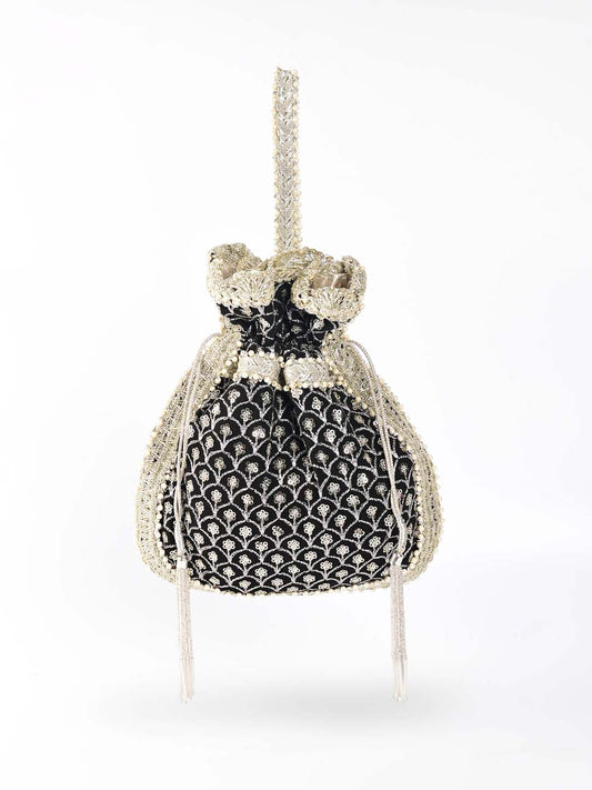Black Sequin Embroidered Potli Bag 1080