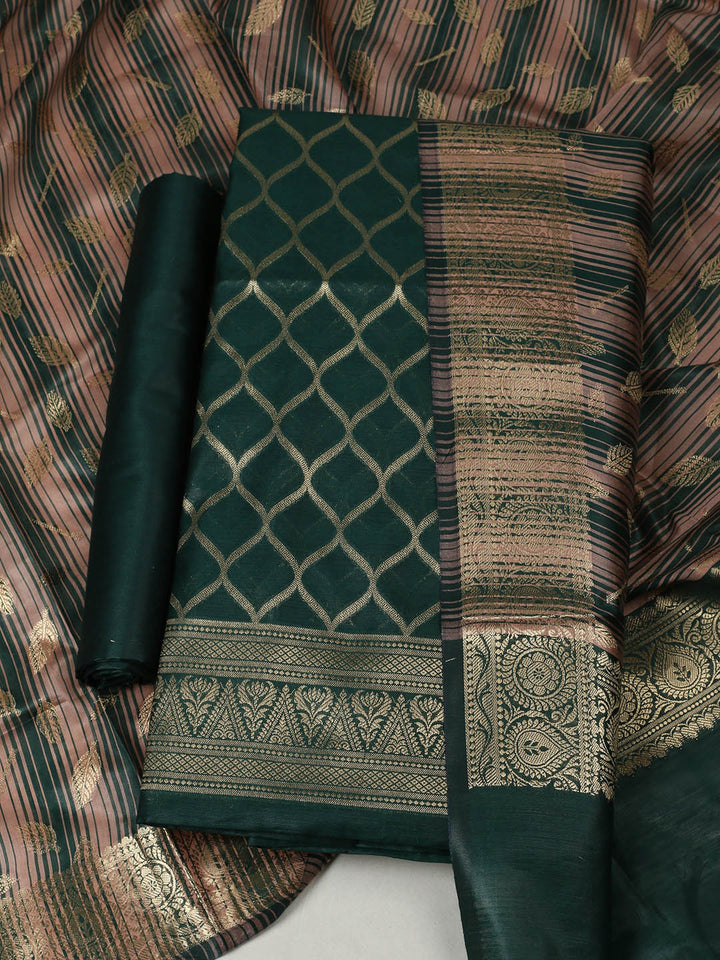 Woven Design Chanderi Unstitched Suit With Pant &amp; Dupatta