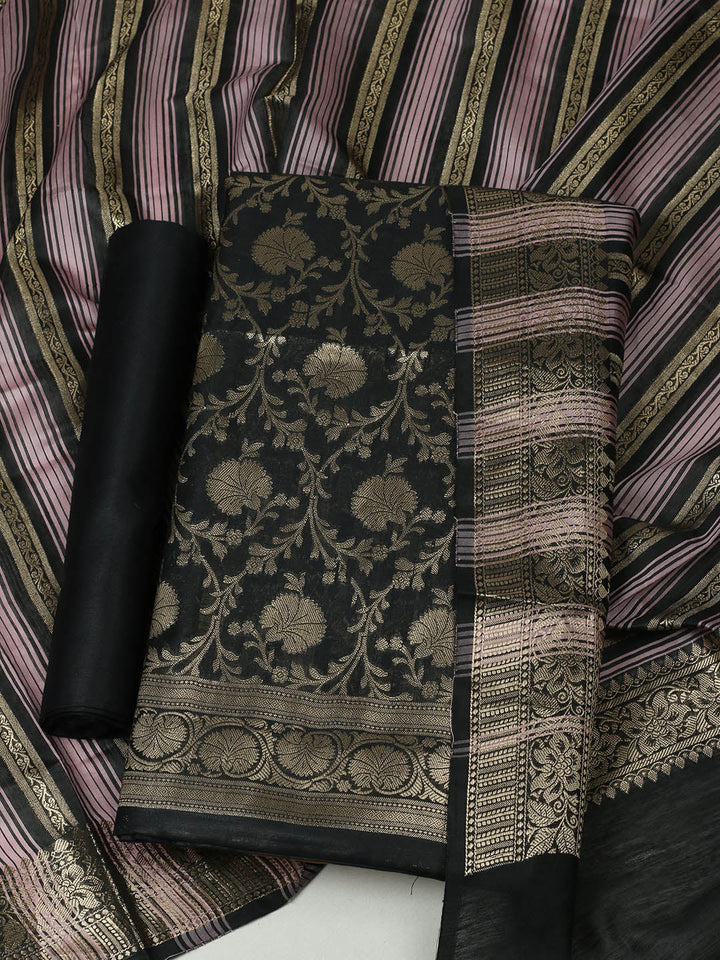 Woven Design Chanderi Unstitched Suit With Pant &amp; Dupatta