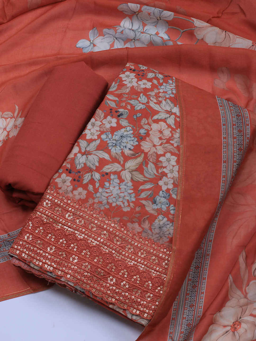 Printed Muslin Unstitched Suit With Dupatta