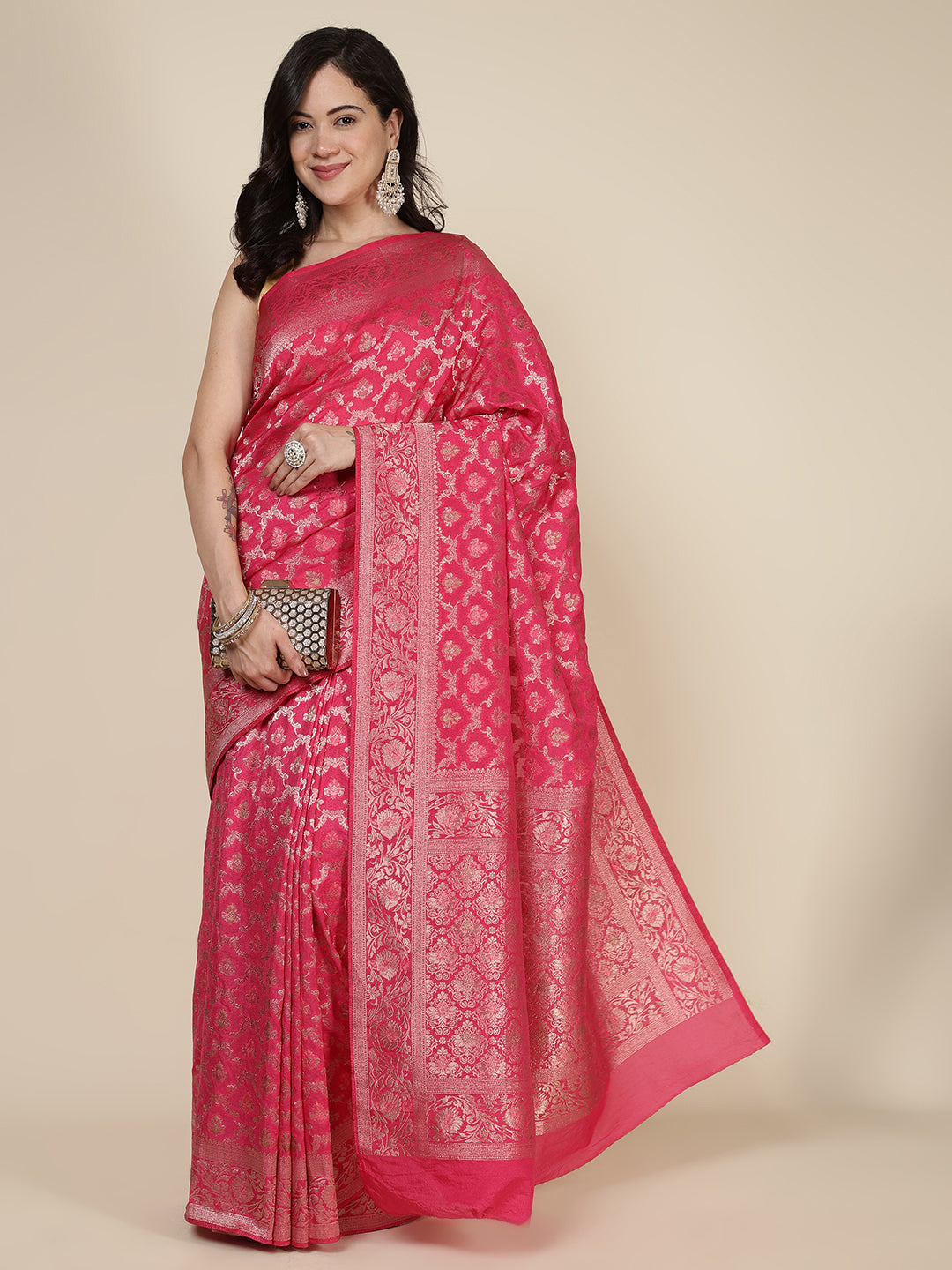 Border Zari Jaal Art Silk Woven Saree