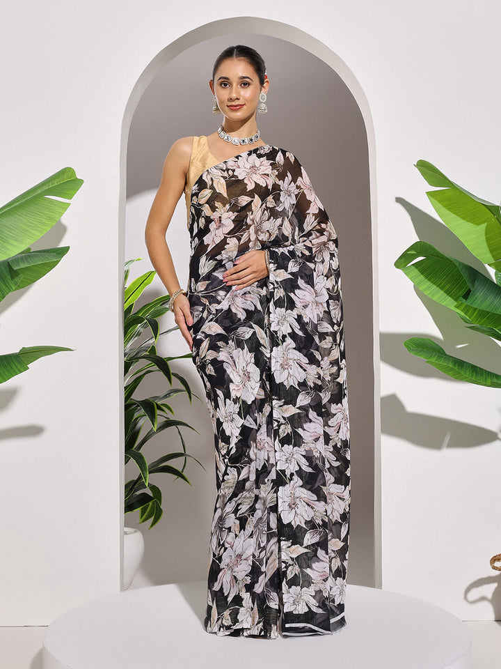Floral Printed Georgette Saree