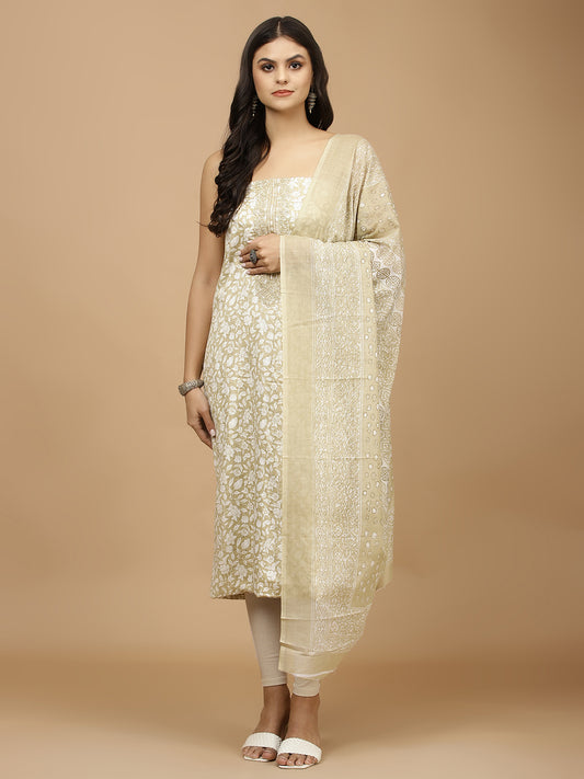 Printed Cotton Unstitched Suit With Dupatta