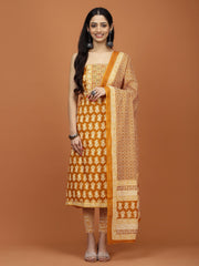 Printed Cotton Unstitched Suit Piece With Dupatta