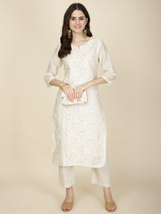 Resham Embroidered Chanderi Kurta With Pants