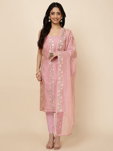 All Over Embroidered Cotton Blend Unstitched Suit With Dupatta