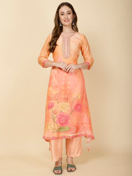 Printed Muslin Kurta Set