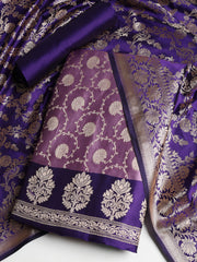 Woven Banarasi Chanderi Unstitched Suit With Dupatta