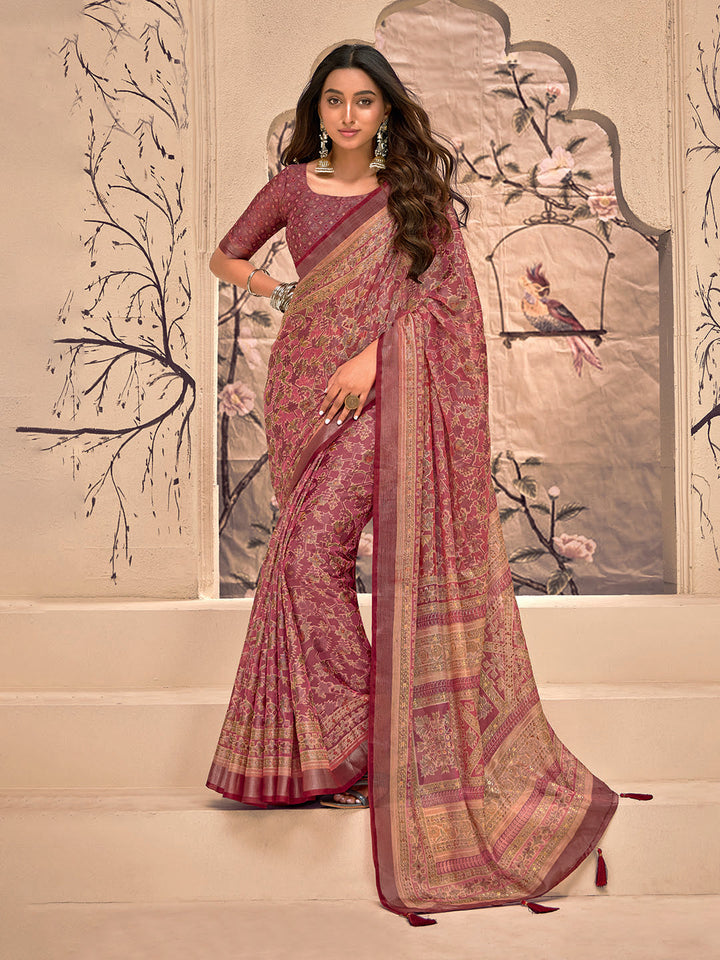 Abstract Printed Art Silk Saree