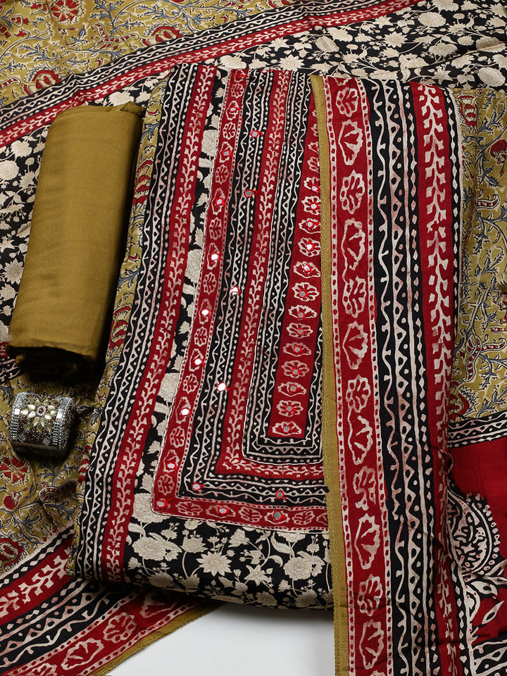 Printed Muslin Unstitched Suit With Pant &amp; Dupatta