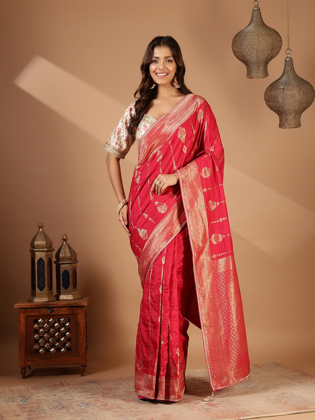 Embroidered Dola Silk Saree