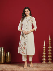 Embroidered Cotton Kurta With Pant