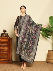 Printed Muslin Suit With Pant & Dupatta