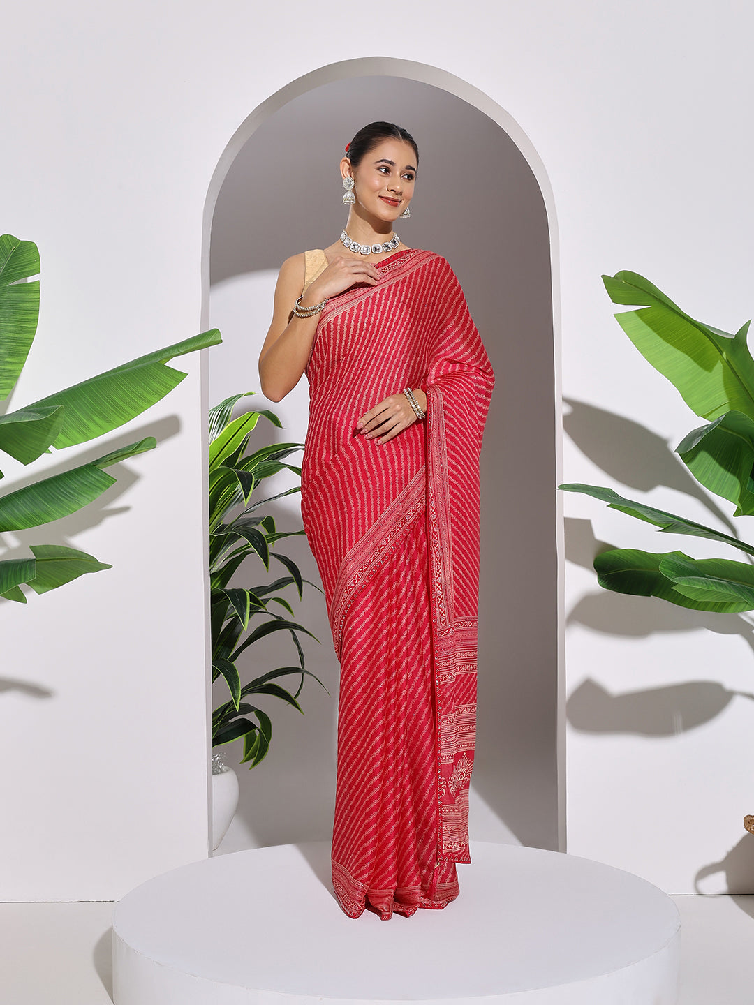 Floral Printed Georgette Saree