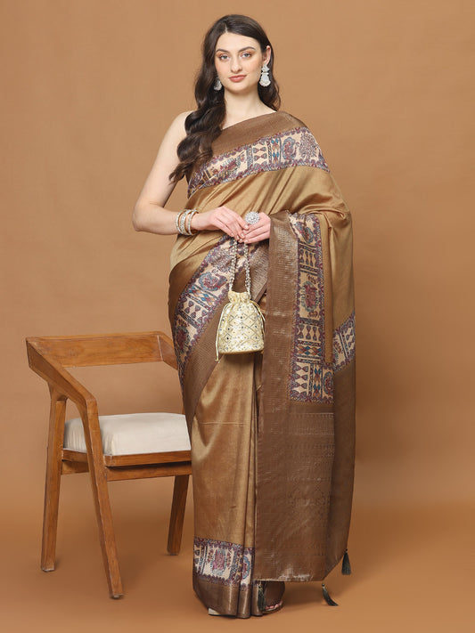 Digital Printed Satin Woven Saree