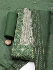 Embroidered Cotton Unstitched Suit With Pant & Dupatta