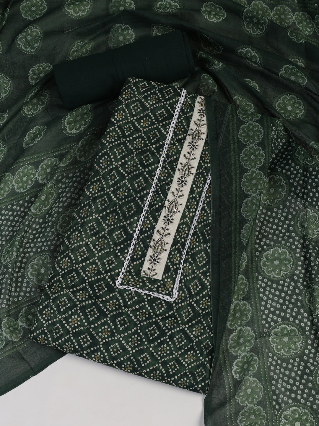 Printed Cotton Blend Unstitched Suit With Dupatta